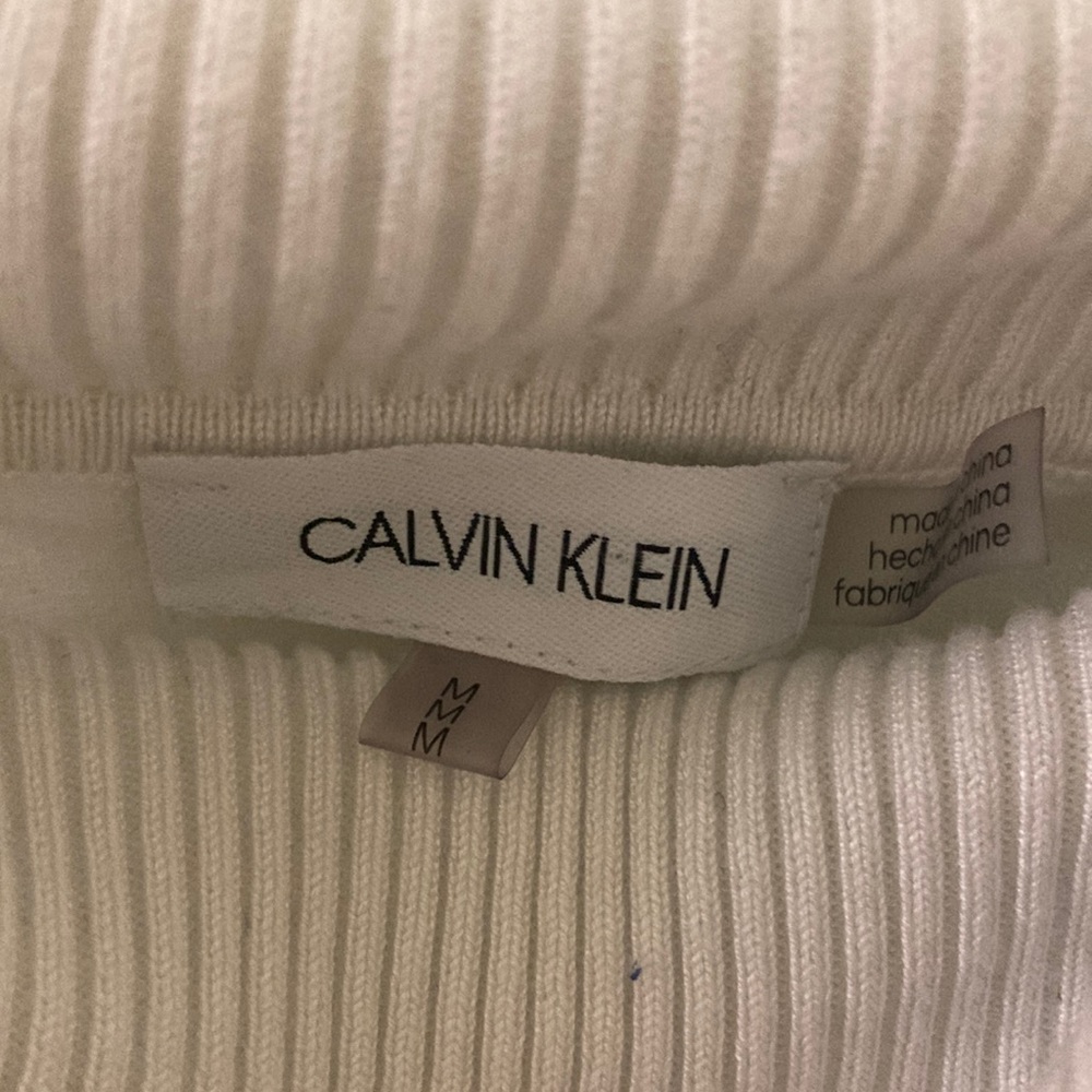 what ;  calvin klein long dress turtleneck blouse in the color white 🦷